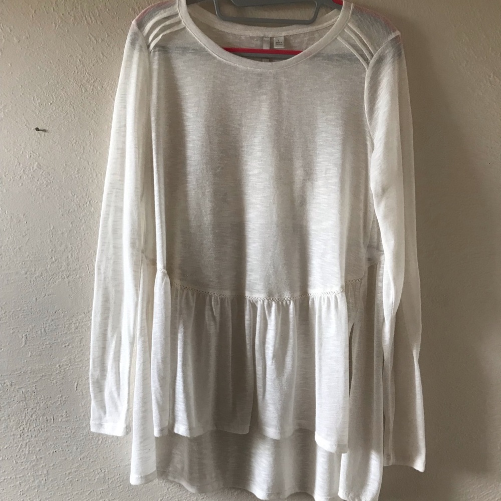 White Flowy High Low Blouse